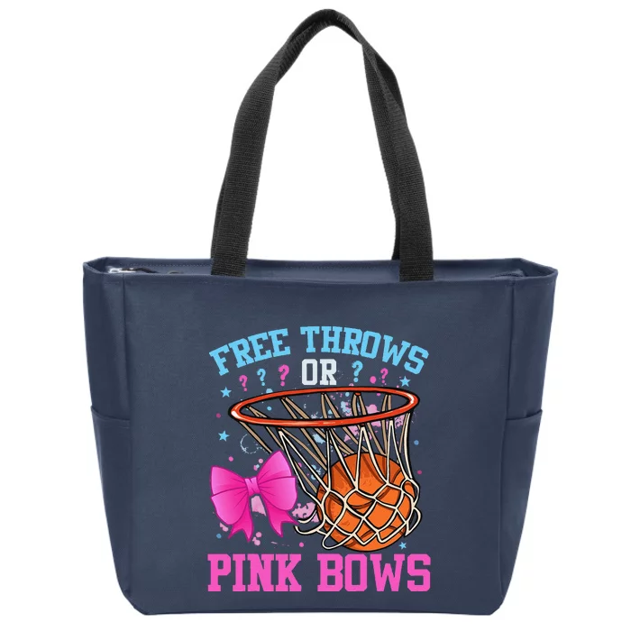 Free Throws Or Pink Bows Pregnancy Basketball Pink Or Blue Zip Tote Bag