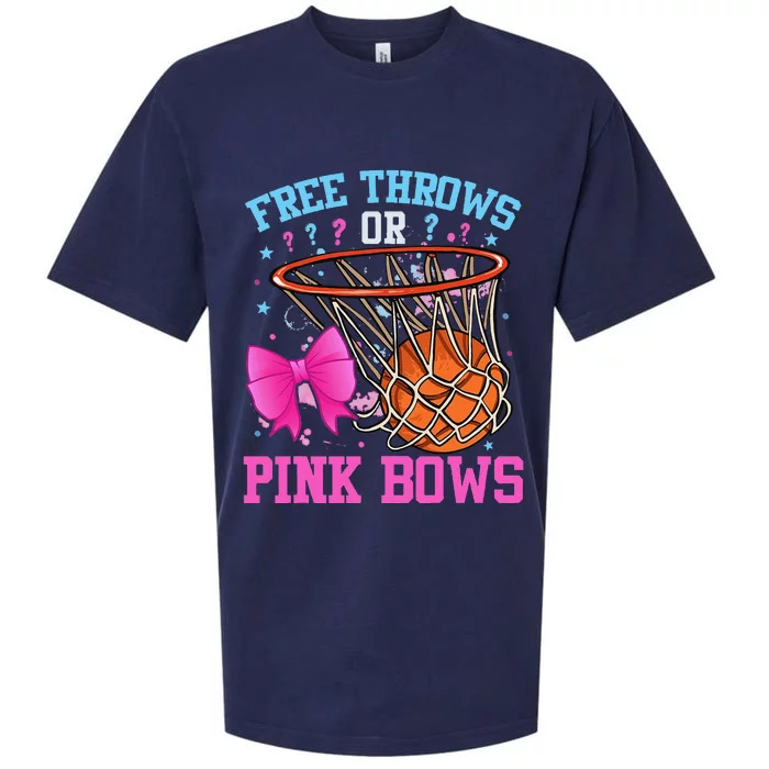 Free Throws Or Pink Bows Pregnancy Basketball Pink Or Blue Sueded Cloud Jersey T-Shirt