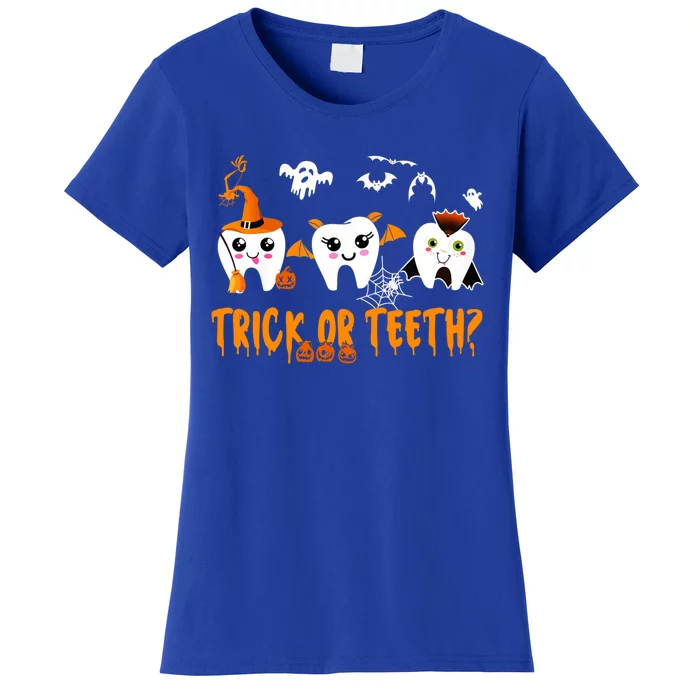 Funny Trick Or Teeth Denstist Halloween Costume Dental Squad Meaningful Gift Women's T-Shirt