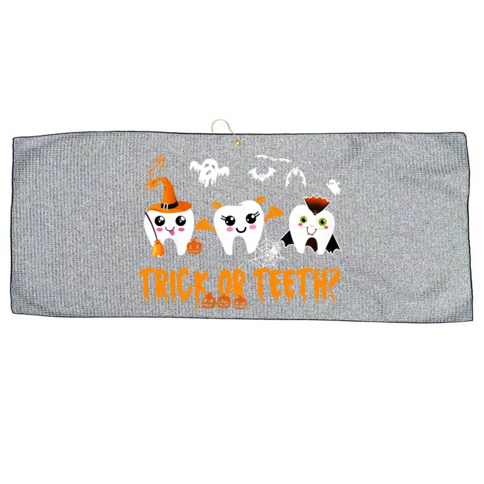 Funny Trick Or Teeth Denstist Halloween Costume Dental Squad Meaningful Gift Large Microfiber Waffle Golf Towel