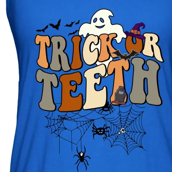 Funny Trick Or Teeth Dentist Halloween Costume Dental Squad Cute Gift Ladies Essential Flowy Tank