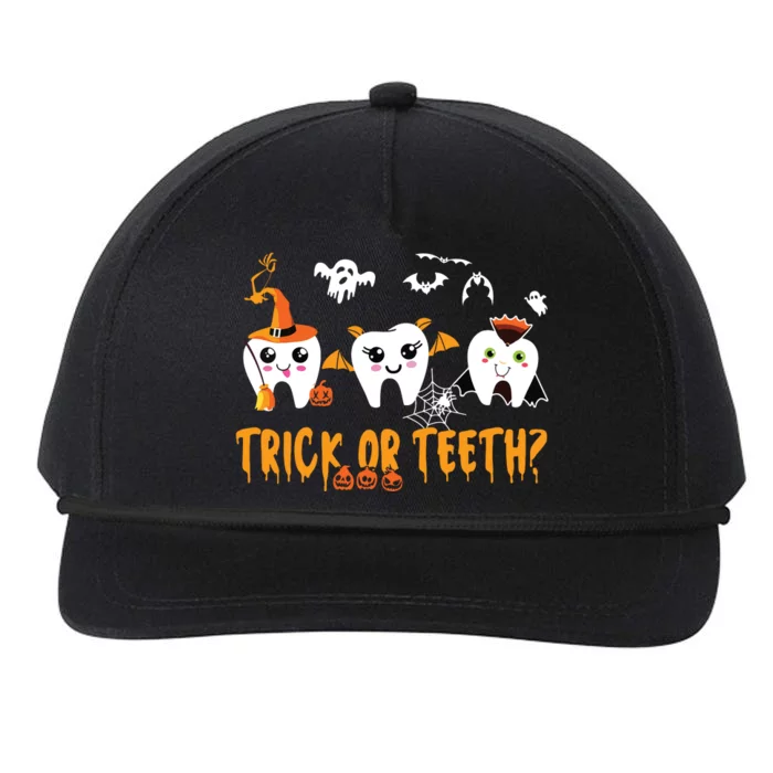 Funny Trick Or Teeth Dentist Halloween Costume Dental Squad Snapback Five-Panel Rope Hat