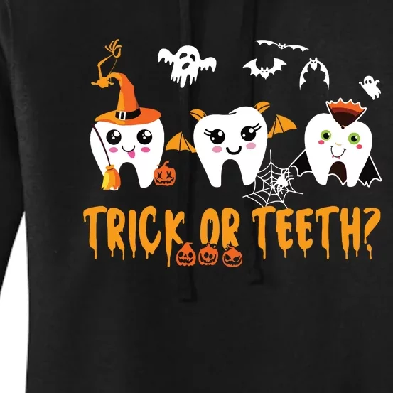 Funny Trick Or Teeth Dentist Halloween Costume Dental Squad Women's Pullover Hoodie