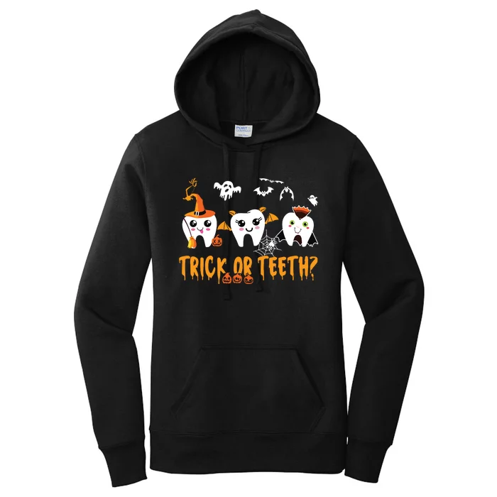 Funny Trick Or Teeth Dentist Halloween Costume Dental Squad Women's Pullover Hoodie