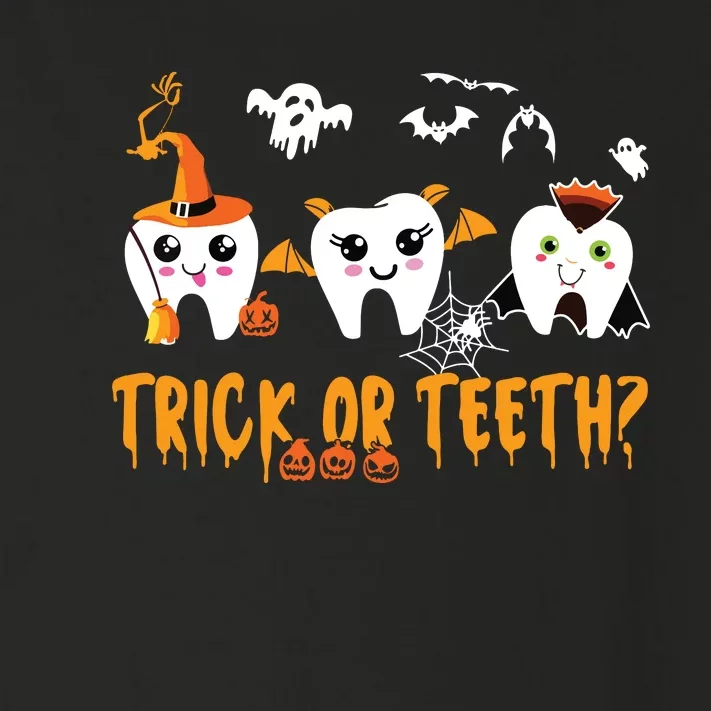 Funny Trick Or Teeth Dentist Halloween Costume Dental Squad Toddler Long Sleeve Shirt