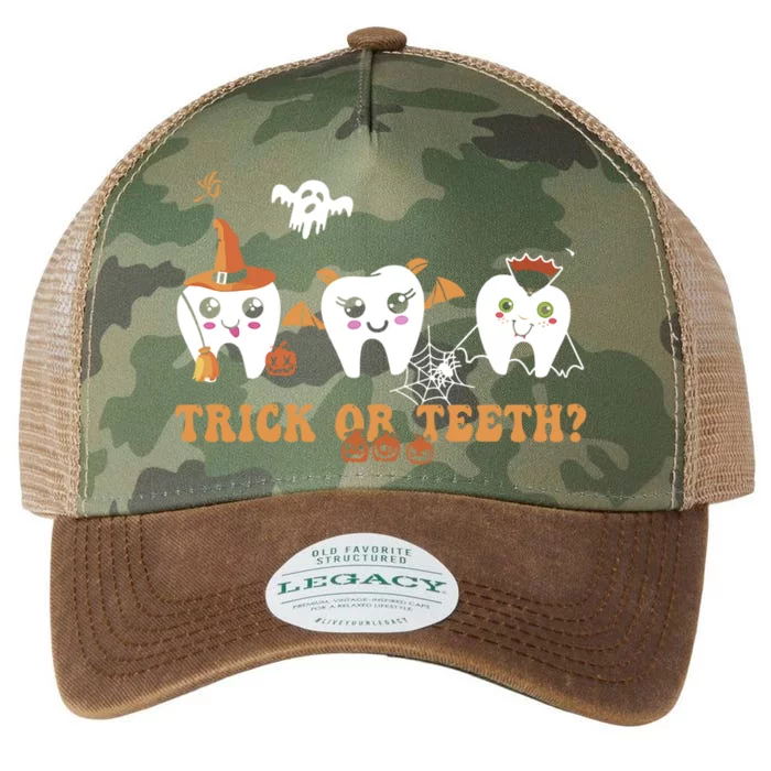 Funny Trick Or Teeth Dentist Halloween Costume Dental Squad Cool Gift Legacy Tie Dye Trucker Hat