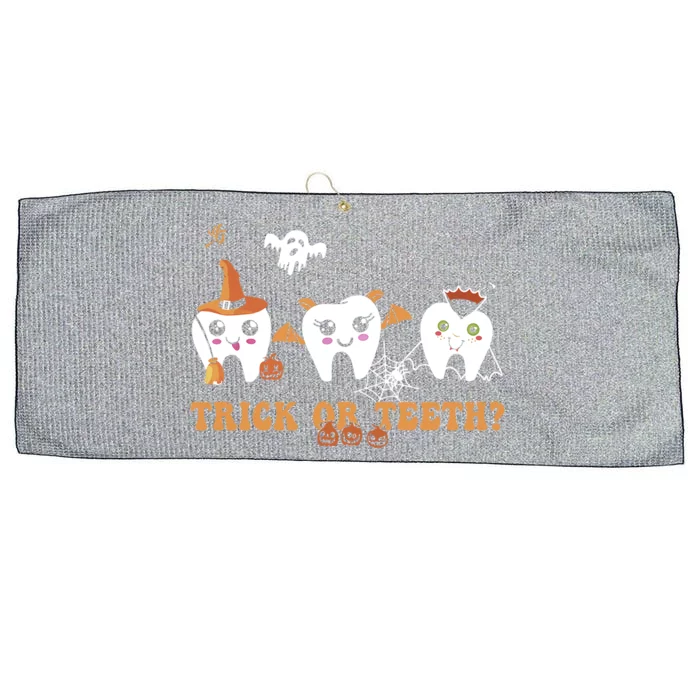 Funny Trick Or Teeth Dentist Halloween Costume Dental Squad Cool Gift Large Microfiber Waffle Golf Towel