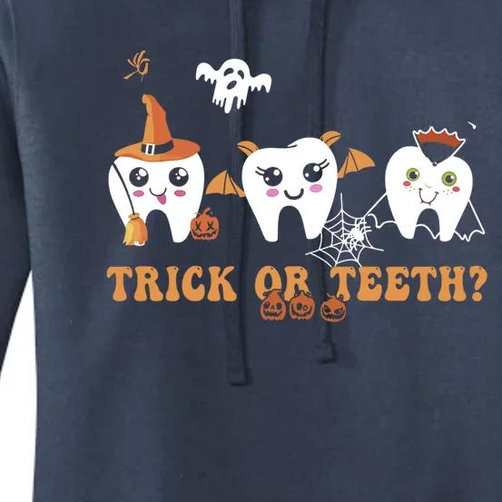 Funny Trick Or Teeth Dentist Halloween Costume Dental Squad Cool Gift Women's Pullover Hoodie