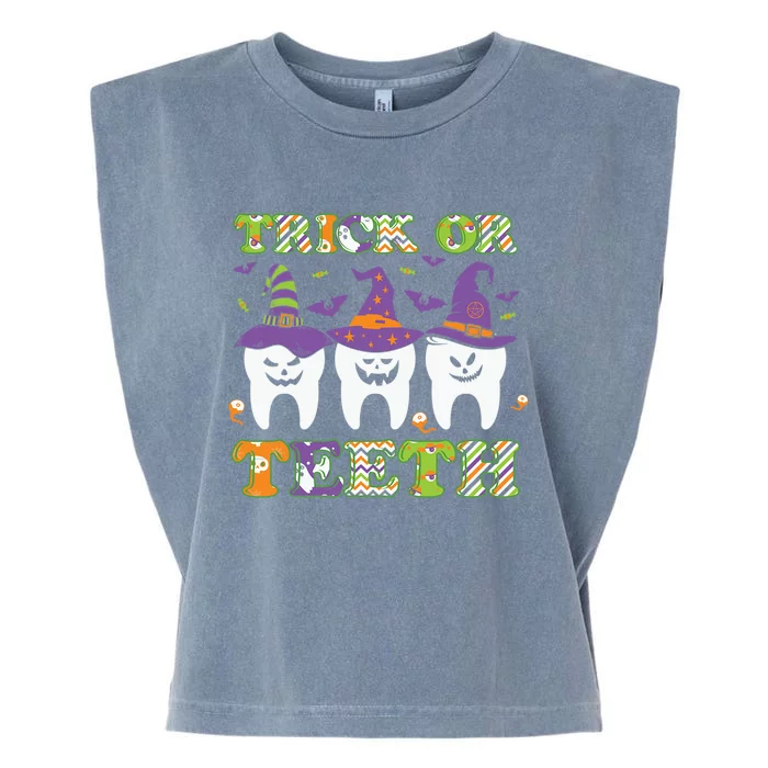 Funny Trick Or Teeth Dental Halloween Gift Garment-Dyed Women's Muscle Tee