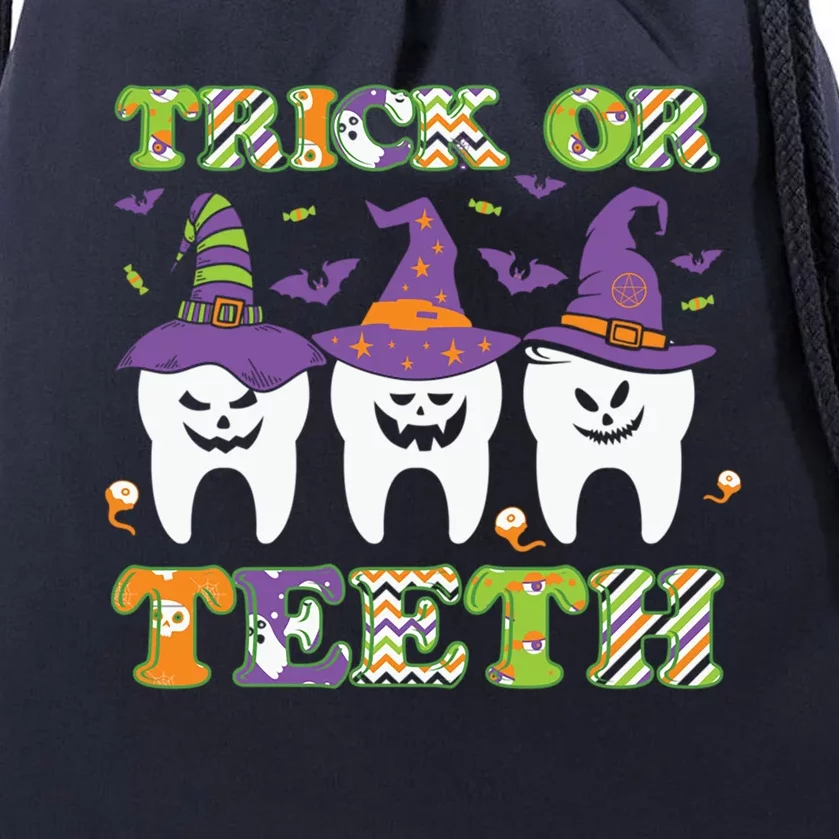 Funny Trick Or Teeth Dental Halloween Gift Drawstring Bag