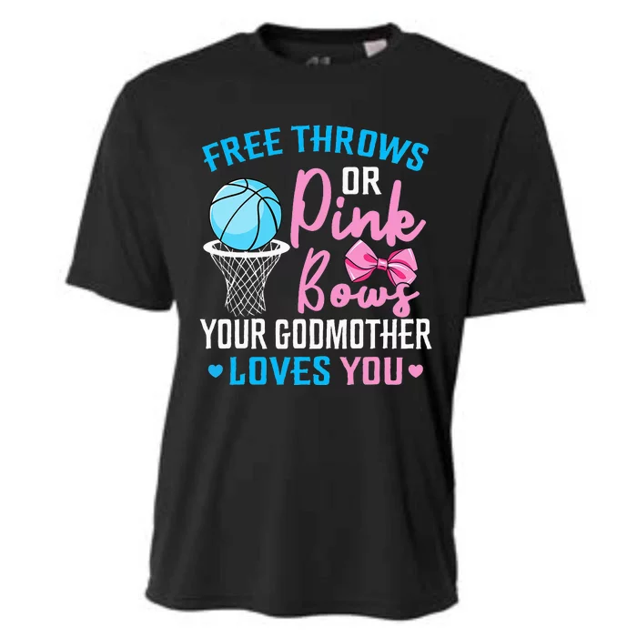 Free Throws or Pink Bows Godmother Loves You Gender Reveal Cooling Performance Crew T-Shirt