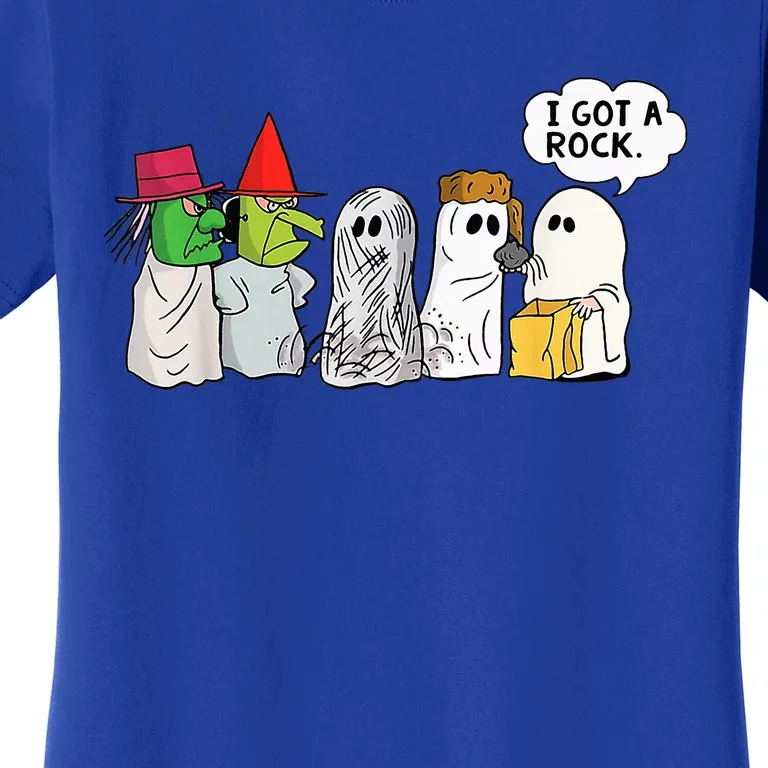 Funny Trick Or Treat Halloween Ghost Costume I Got A Rock Women's T-Shirt