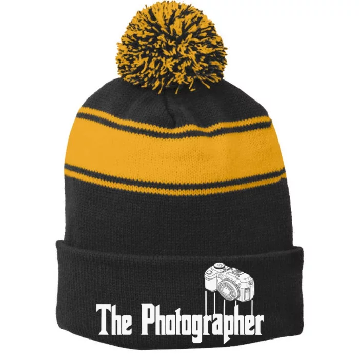 Funny The Photographer Photography Camera Stripe Pom Pom Beanie