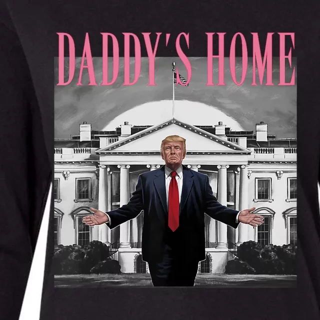 Funny Trump Pink Daddys Home  Trump 2024 Womens Cotton Relaxed Long Sleeve T-Shirt