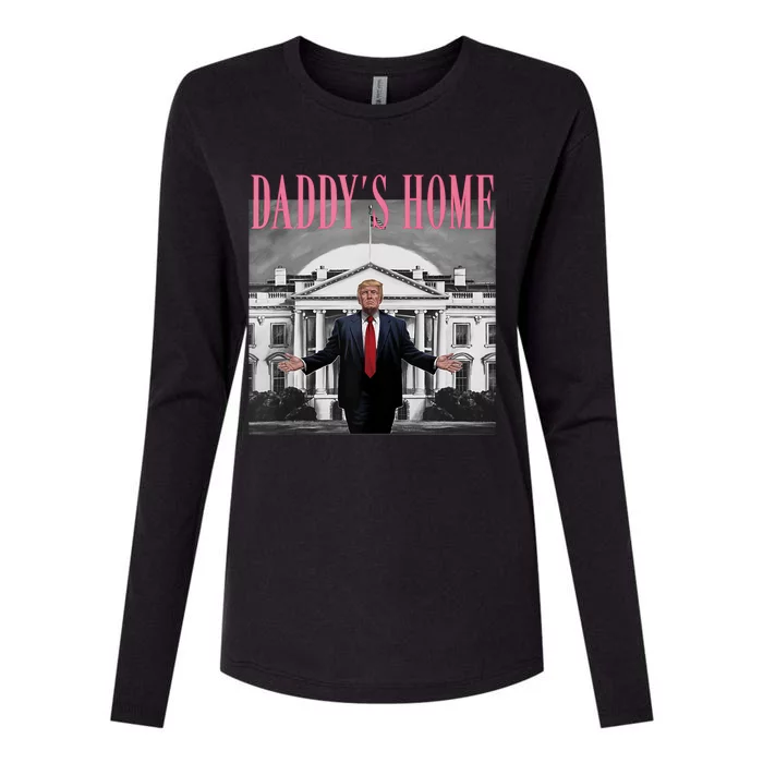 Funny Trump Pink Daddys Home  Trump 2024 Womens Cotton Relaxed Long Sleeve T-Shirt