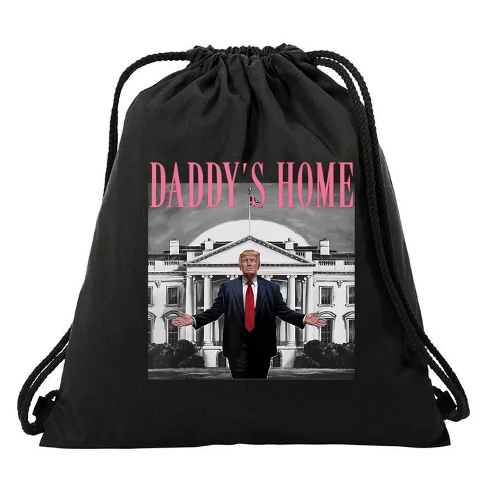 Funny Trump Pink Daddys Home  Trump 2024 Drawstring Bag