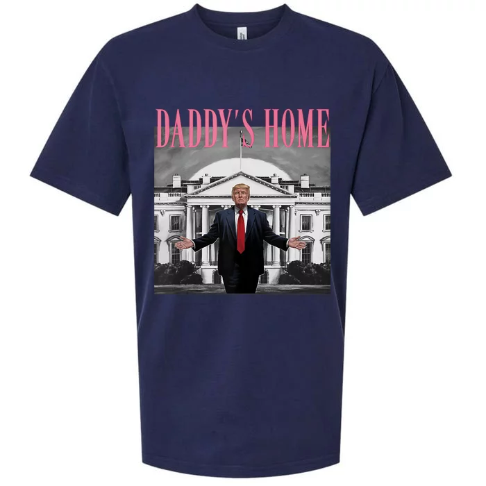 Funny Trump Pink Daddys Home  Trump 2024 Sueded Cloud Jersey T-Shirt