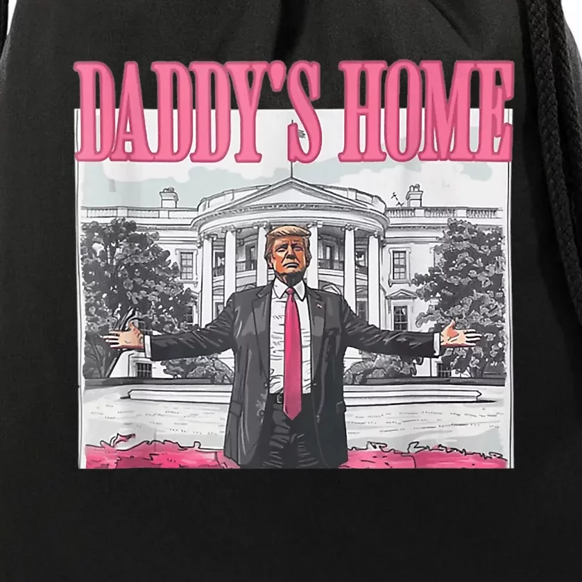 Funny Trump Pink Daddys Home  Trump 2024 Drawstring Bag