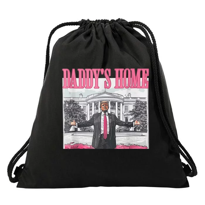 Funny Trump Pink Daddys Home  Trump 2024 Drawstring Bag