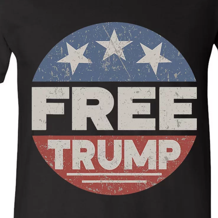 Free Trump Pro Trump 2024 Republican Support For Freedom V-Neck T-Shirt