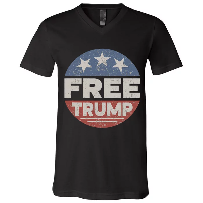 Free Trump Pro Trump 2024 Republican Support For Freedom V-Neck T-Shirt