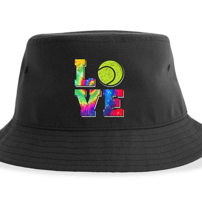 Funny Tennis Player Racket Tie Dye Love Sustainable Bucket Hat