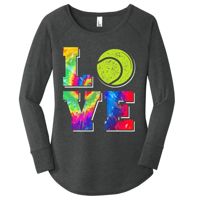 Funny Tennis Player Racket Tie Dye Love Women's Perfect Tri Tunic Long Sleeve Shirt