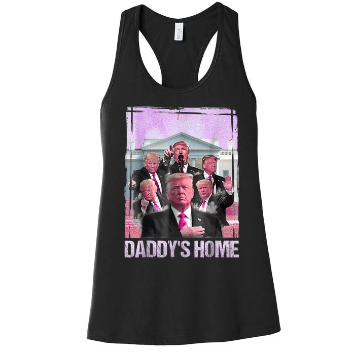 Funny Trump Pink Daddys Home Trump 2024 Women's Racerback Tank