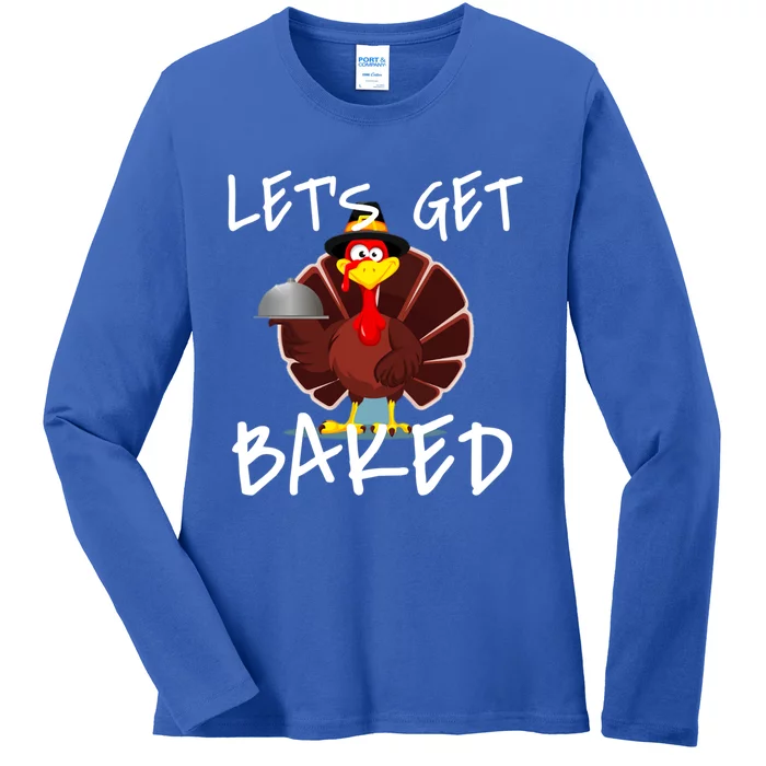 Funny Thanksgiving Pilgrim Turkey Marijuana Gift Ladies Long Sleeve Shirt