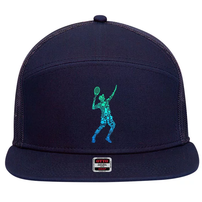 Funny Tennis Player Gift 7 Panel Mesh Trucker Snapback Hat