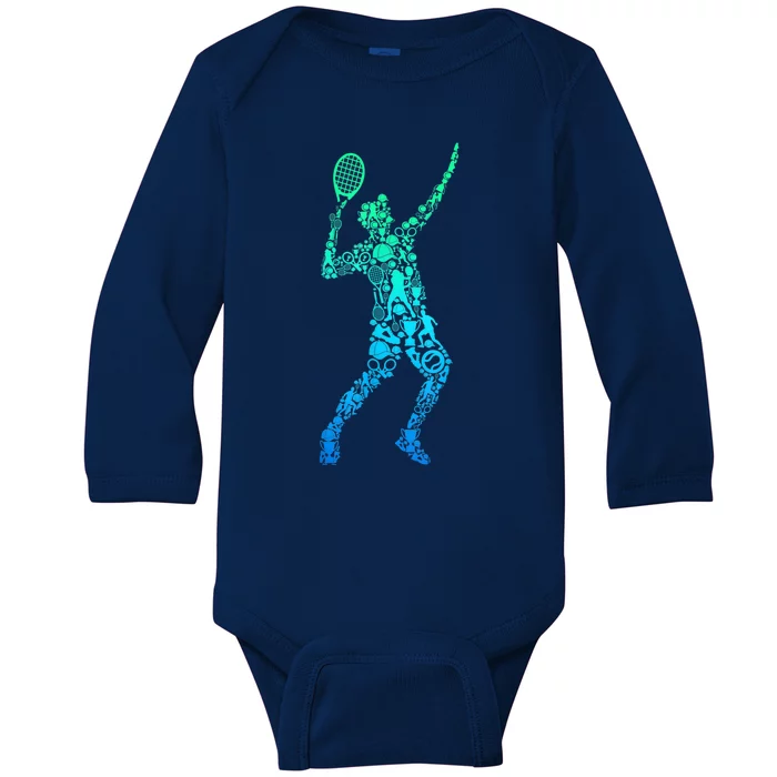 Funny Tennis Player Gift Baby Long Sleeve Bodysuit