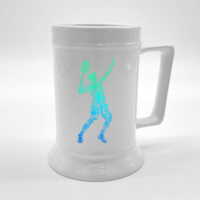 Funny Tennis Player Gift Front & Back Beer Stein