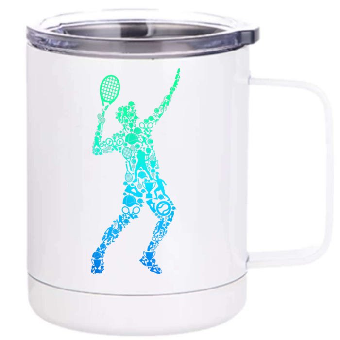 Funny Tennis Player Gift Front & Back 12oz Stainless Steel Tumbler Cup