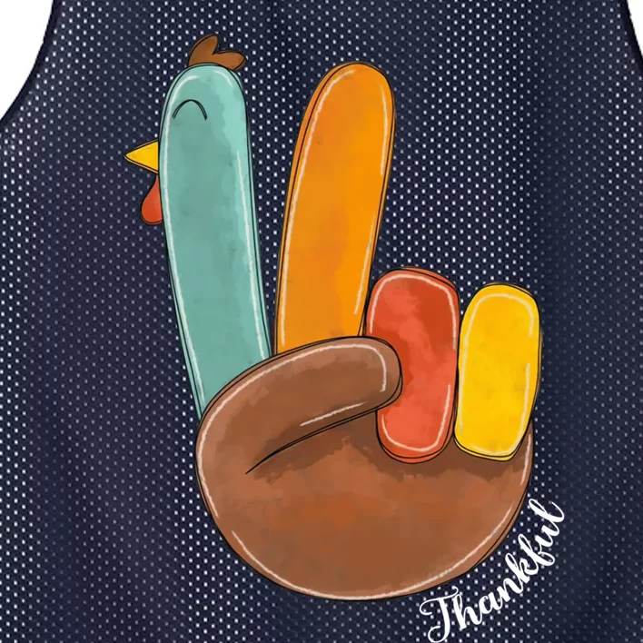 Funny Thanksgiving Peace Sign Turkey Thankful For Lovers Mesh Reversible Basketball Jersey Tank