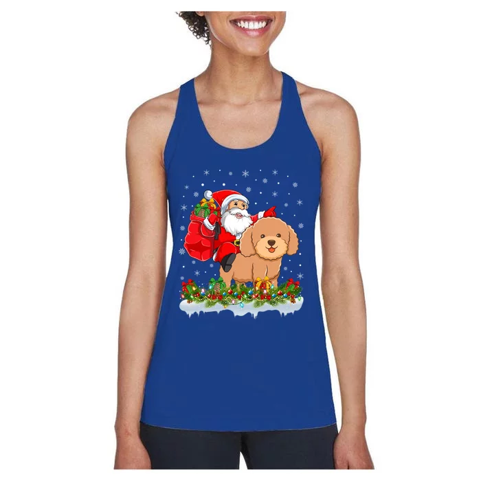 Funny Toy Poodle Dog Lover Santa Riding Toy Poodle Christmas Cool Gift Women's Racerback Tank