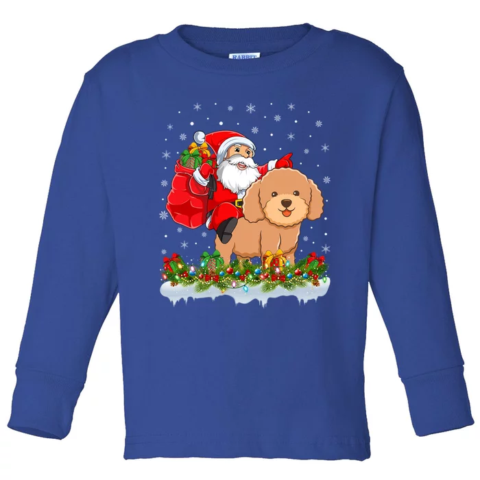 Funny Toy Poodle Dog Lover Santa Riding Toy Poodle Christmas Cool Gift Toddler Long Sleeve Shirt