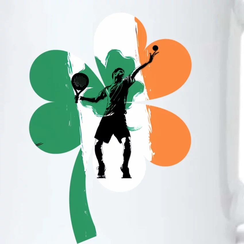 Funny Tennis Player Shamrock St Patrick's Day Ireland Flag Cute Gift Black Color Changing Mug