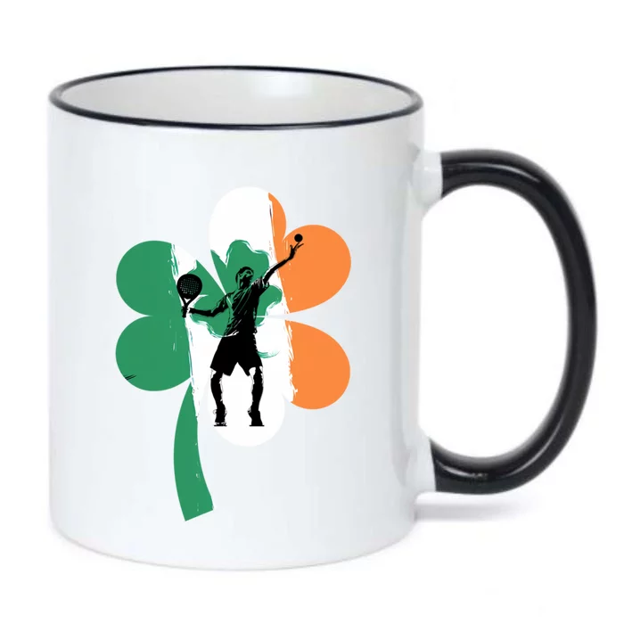 Funny Tennis Player Shamrock St Patrick's Day Ireland Flag Cute Gift Black Color Changing Mug