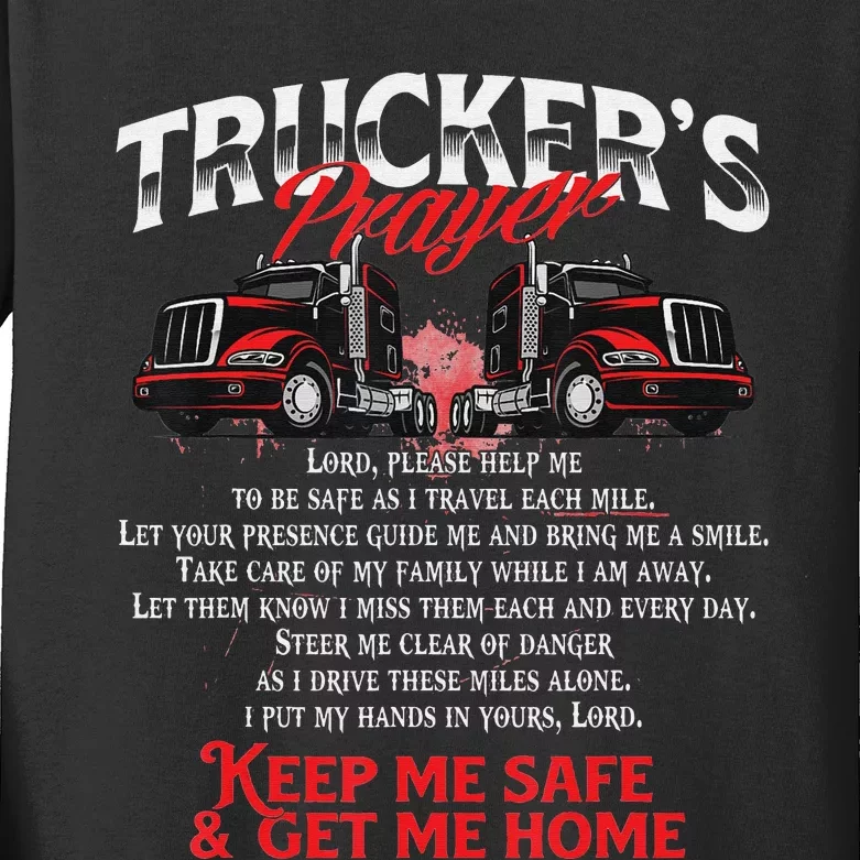 Funny Truckers Prayer - Semi Truck Driver Trucking Big Rig Driving Kids Long Sleeve Shirt