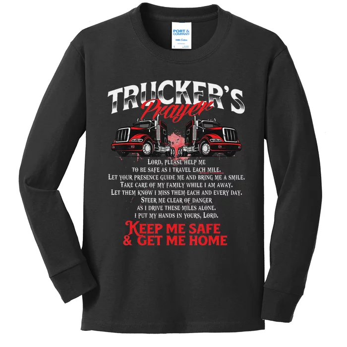 Funny Truckers Prayer - Semi Truck Driver Trucking Big Rig Driving Kids Long Sleeve Shirt