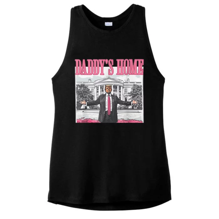 Funny Trump Pink Daddys Home  Trump 2024 Ladies Tri-Blend Wicking Tank