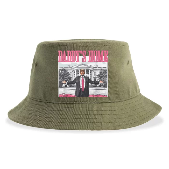 Funny Trump Pink Daddys Home  Trump 2024 Sustainable Bucket Hat