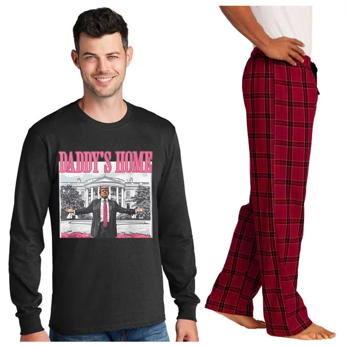 Funny Trump Pink Daddys Home  Trump 2024 Long Sleeve Pajama Set