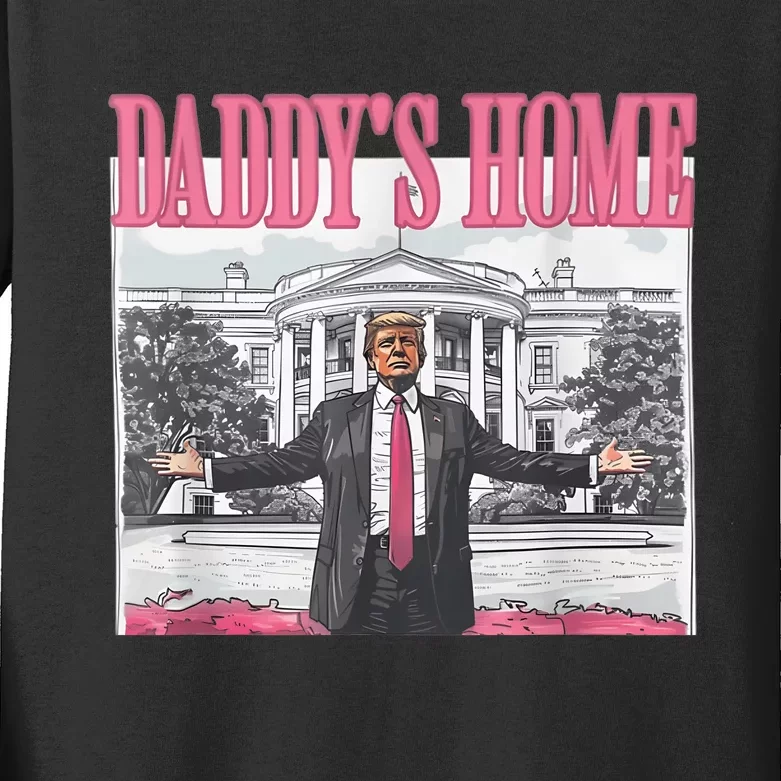 Funny Trump Pink Daddys Home  Trump 2024 Kids Long Sleeve Shirt