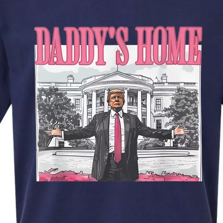 Funny Trump Pink Daddys Home  Trump 2024 Sueded Cloud Jersey T-Shirt