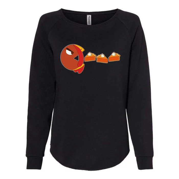 Funny Thanksgiving Pacman Turkey Womens California Wash Sweatshirt