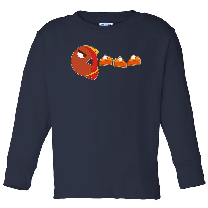 Funny Thanksgiving Pacman Turkey Toddler Long Sleeve Shirt