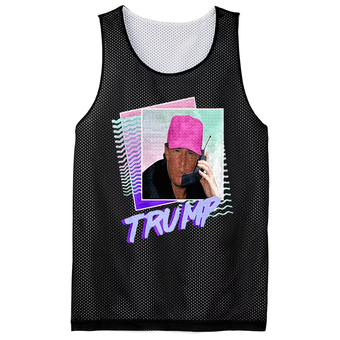 Funny Trump Pink Cap Making Phone Call Trump Lovers Mesh Reversible Basketball Jersey Tank