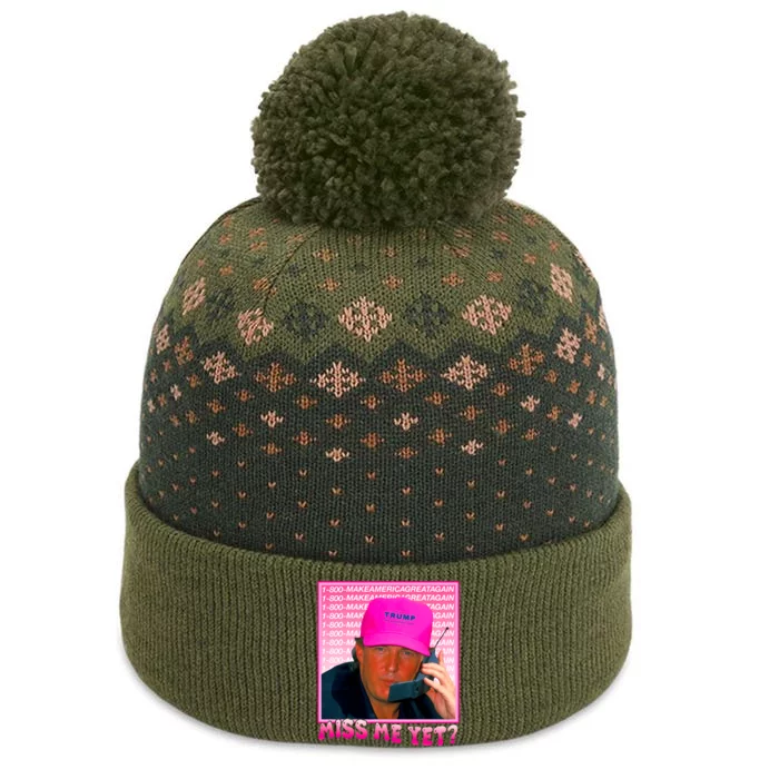 Funny Trump Pink Miss Me Yet Trump 2024 President 2024 The Baniff Cuffed Pom Beanie