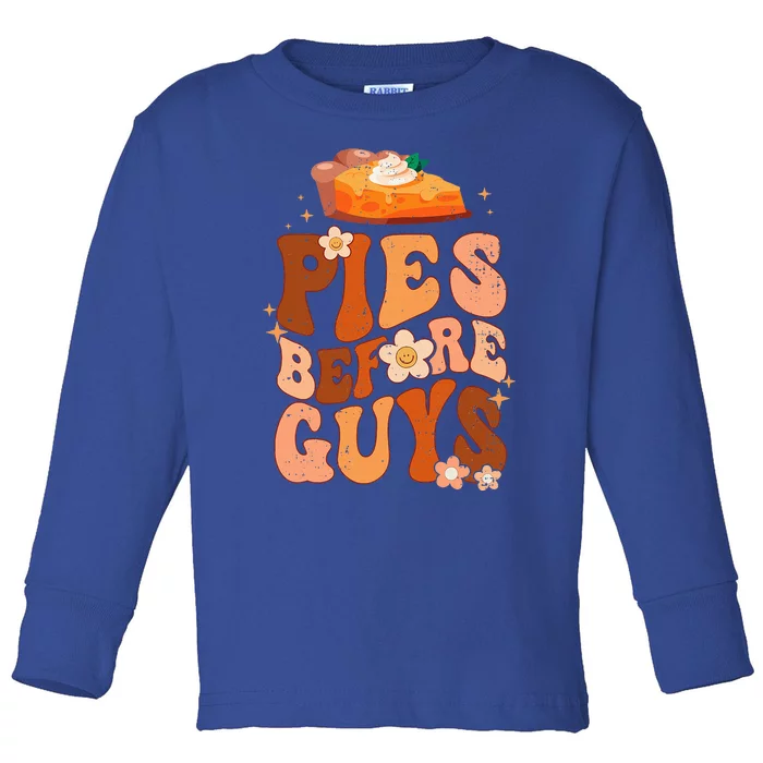 Funny Thanksgiving Pies Before Guys Toddler Long Sleeve Shirt